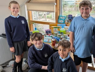 Sandford School Harvest gifts went to Foodbank
