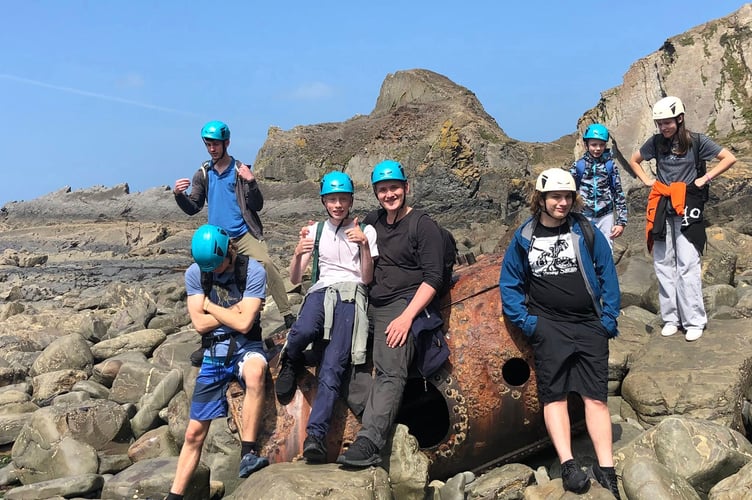 The Crediton Youth Service group which enjoyed exploring cliffs and coves at Hartland.