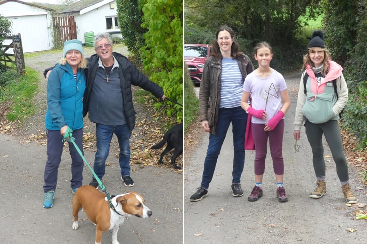 First home were Ellie Smith and Mark Durant with their dogs, left, closely followed by a local mum, daughter and friend