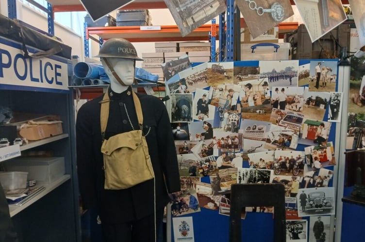 A model and archive images in the Museum of Policing in Devon and Cornwall.