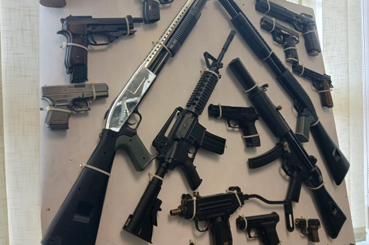 A display of some of the guns at the Museum of Policing in Devon and Cornwall.