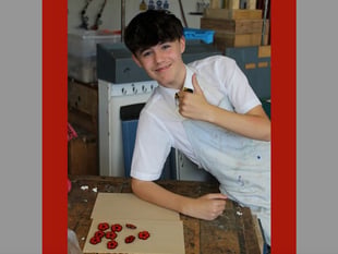 QE students make acrylic poppies ahead of Remembrance Day
