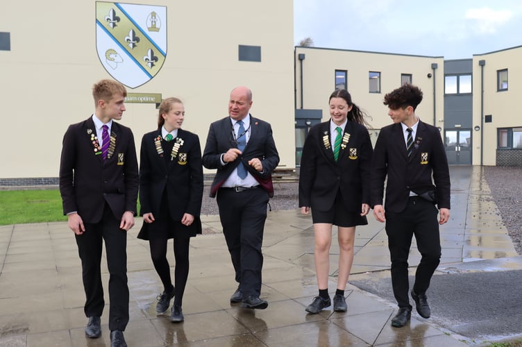 Neil Payne, Headteacher at Chulmleigh College with Senior Prefects.