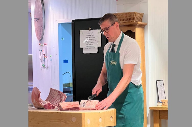 Stuart Luxton during his meat cutting demonstration.