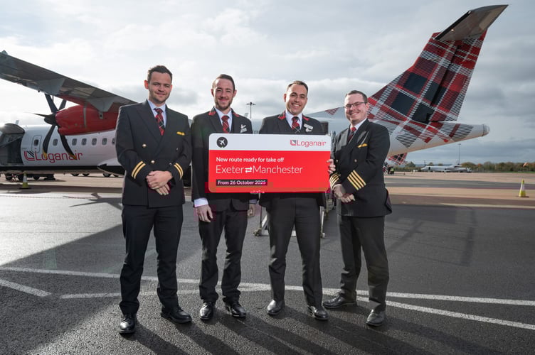 From left, Loganair flight crew Chester Seale, Gareth Thompson, Jasen Thorpe and Ian Hutchison