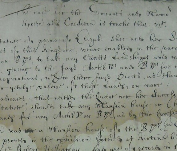 A document relating to Crediton from Exeter Cathedral Library and Archive.