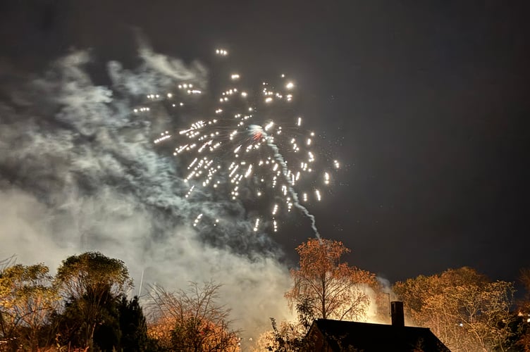 Smoke and fireworks over Crediton. AQ 7408