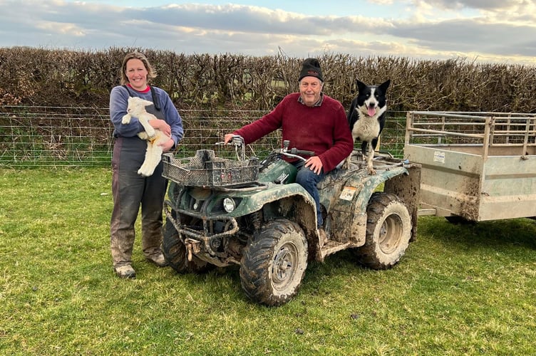 Steve Middleton on his farm with Councillor Cheryl Cottle-Hunkin.

