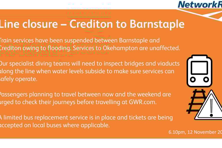 The message issued by Network Rail.