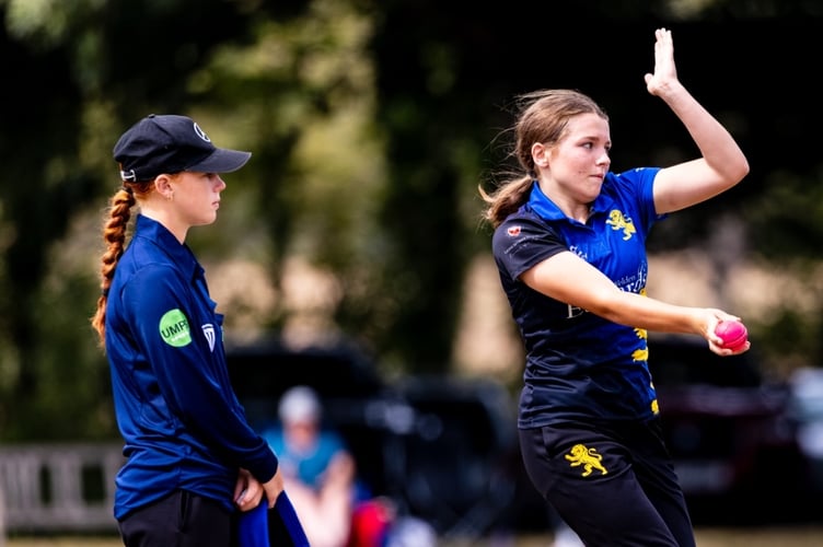 Ellie Knight from Sandford bowling.