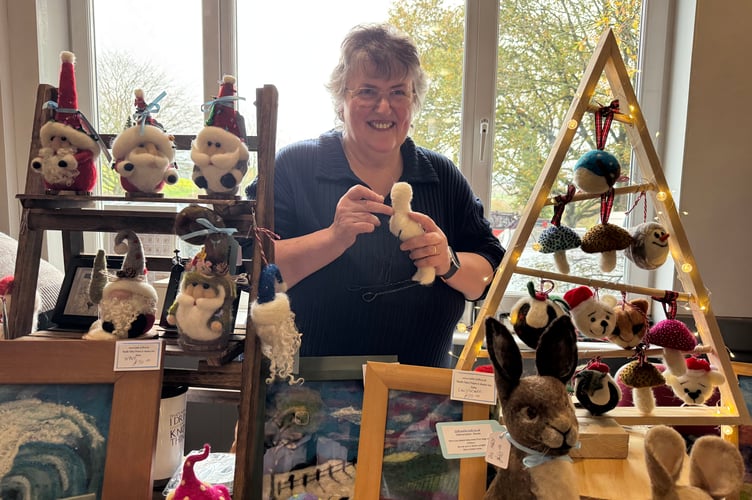 Jill Holmes of Castle Craft, Okehampton, produced lovely quilted works, animals, Christmas decorations and much more.  AQ 8027
