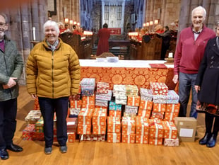 Crediton shoeboxes headed for Moldova blessed