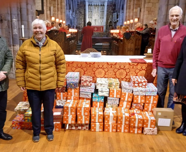 Crediton shoeboxes headed for Moldova blessed
