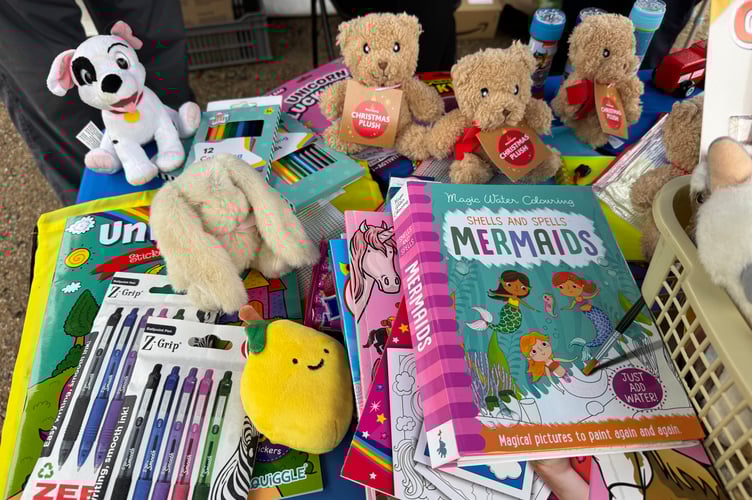 Some of the items donated for children in Ukraine. AQ 7980