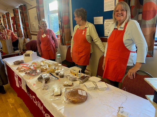 Jan Hadley, Maggie Hyde and Liz Rose at the cakes stall.