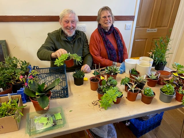 Jo and Hilary Anderson and their plant stall.