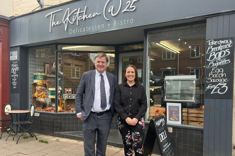 Mel Stride, the MP for Central Devon with Emma Hookway of The Kitchen at 25 in Crediton.
