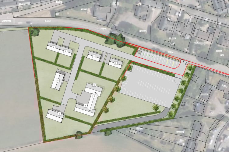 The new homes would be located just south of the B3137 and east of Nomansland Cricket Club