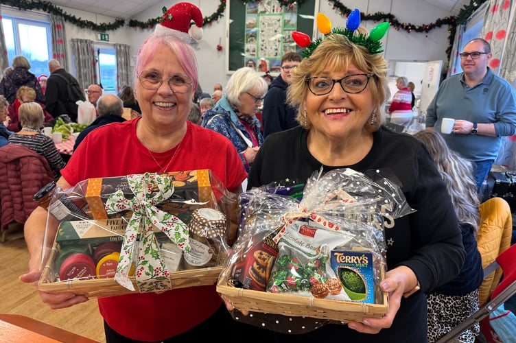 A hamper draw was popular at Bow Christmas Market.  AQ 8534

