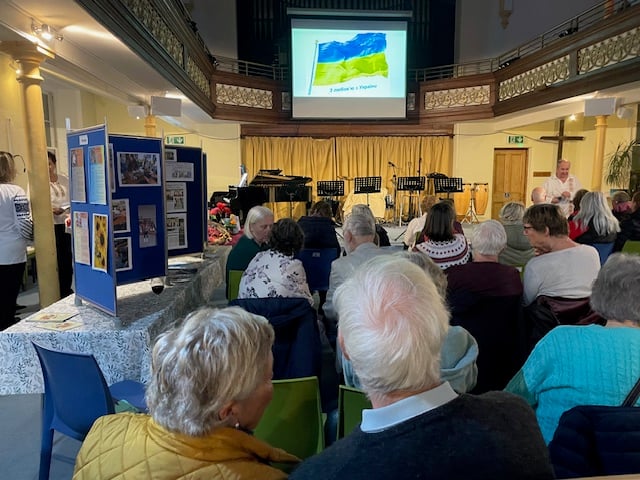 A packed room for the concert.
