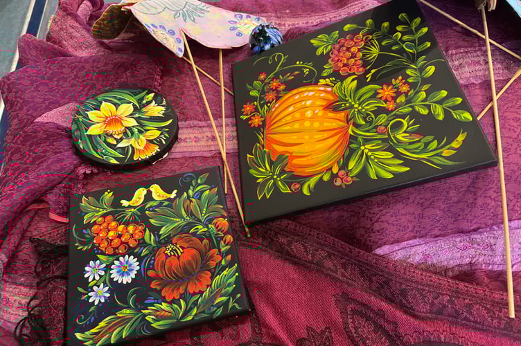 Some of the Ukrainian artworks on display.  AQ 8102
