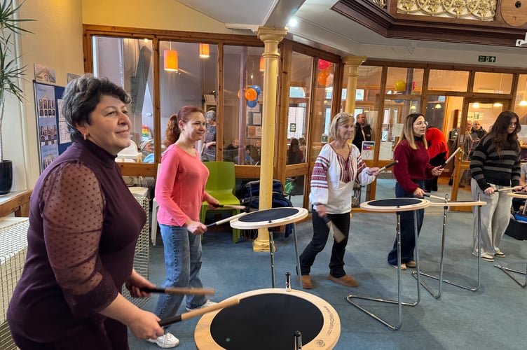 Taking part in the Drumming4health session. AQ 8087