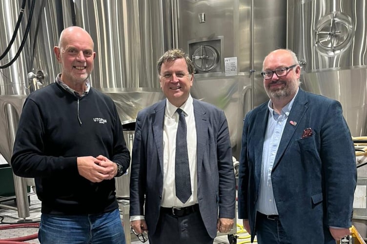 Sir Mel during his recent visit to Utopian Brewing