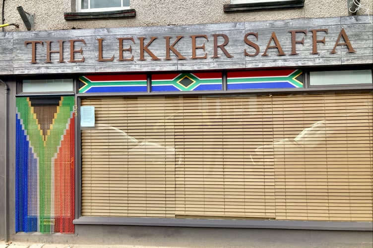 The Lekker Saffa is located at 103 High Street, Crediton