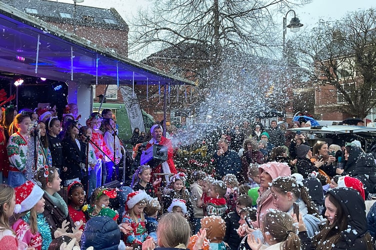 Children loved MC Rob Pudner's snow machine