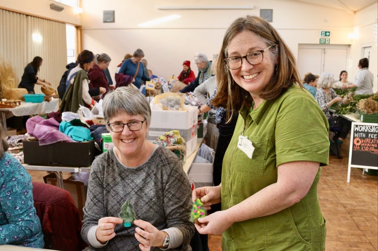 Catherine West of Significant Seams CIC, right, led a needle-felting workshop