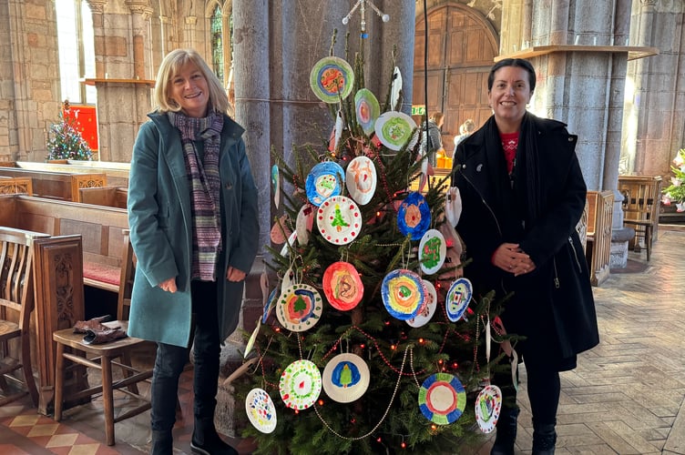 Children from Copplestone Primary School made the decorations for the school tree. AQ 9805