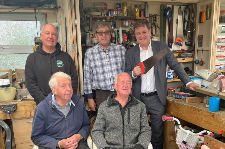 Sir Mel Stride MP during his visit to Okehampton Men in Sheds