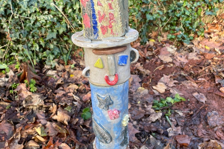 Some of the designs on the totem pole