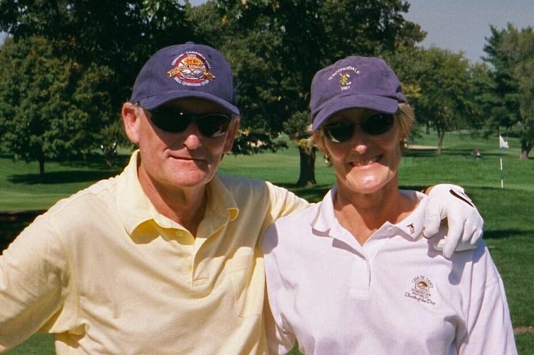 Mike and his sister Val on the golf course.