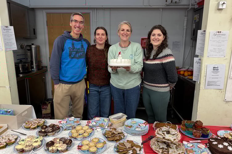 The cake stall at Landscore Primary School Christmas Cracker before it sold out. AQ 0112