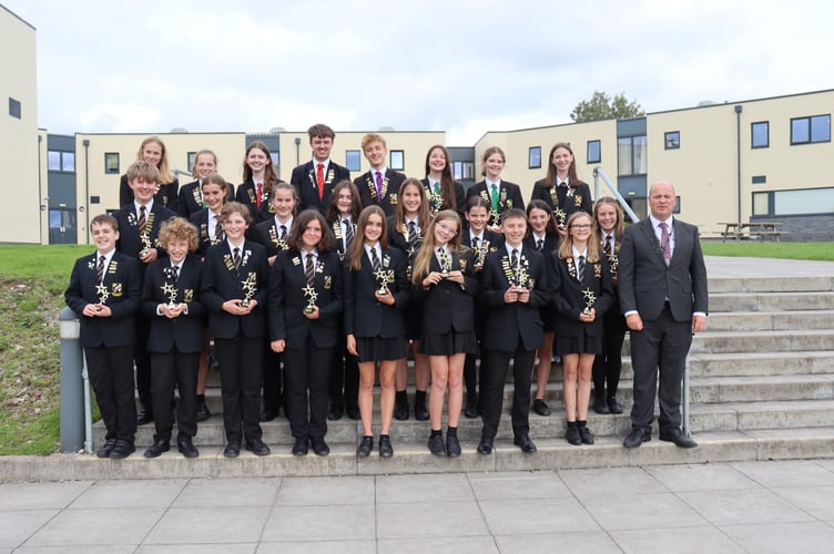 Most recent Gold Scholar winners at Chulmleigh College with Headteacher Mr Neil Payne.