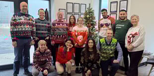 Christmas jumpers worn by Crediton Dairy staff for Save the Children
