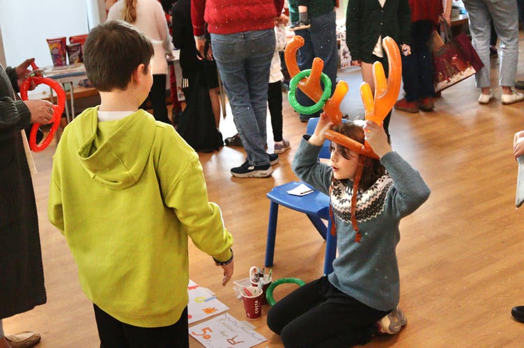 The 'Reindeer Hoops' game at the Newton St Cyres Christmas fair