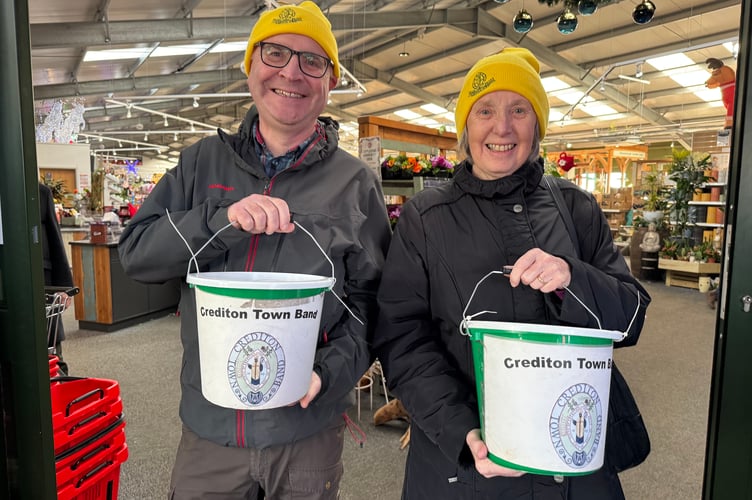 Band volunteers collecting donations at Homeleigh Garden Centre. AQ 0479