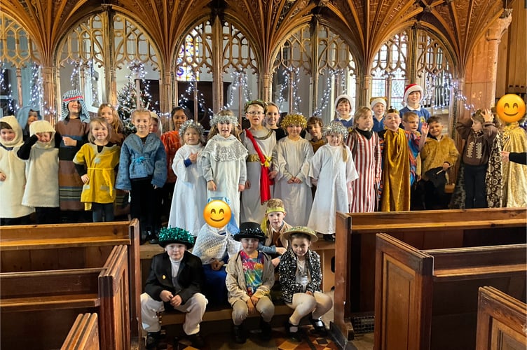 Children from Morchard Bishop CofE Primary School who took part in their Nativity in Morchard Bishop Church.