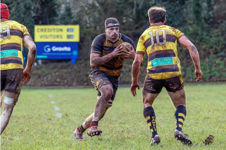 Josh Atkinson in the charge against Wadebridge