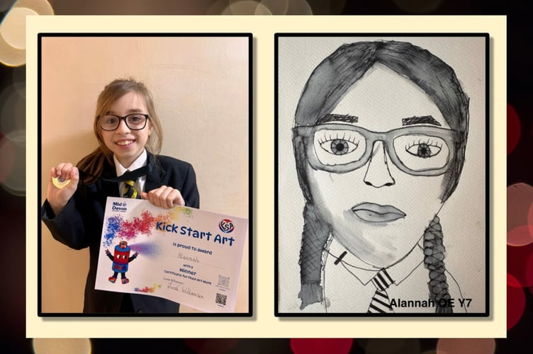 Alannah from QE School was a Year 7 Kick Start Art portrait picture winner.