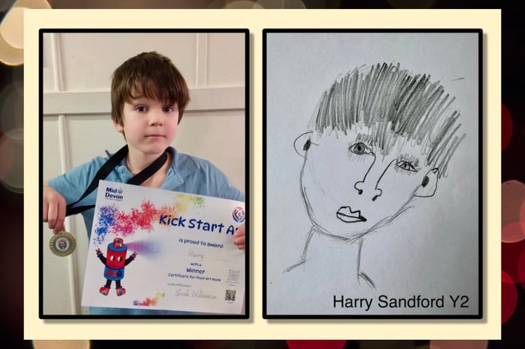 Harry from Sandford was a Year 2 Kick Start Art portrait picture winner.
