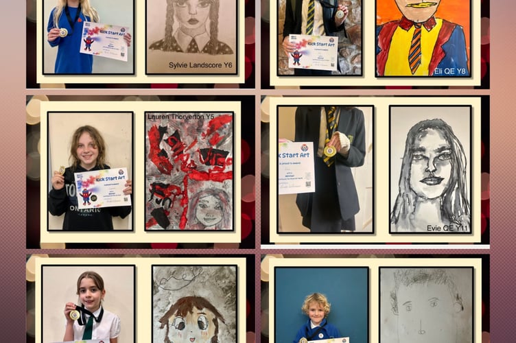 A few of the Kick Start Art portrait picture winners.