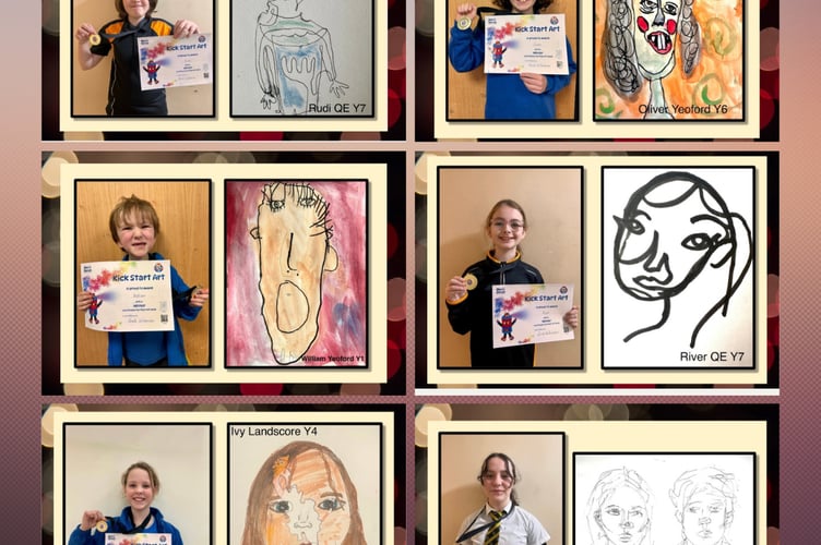 Some of the Kick Start Art portrait picture winners.