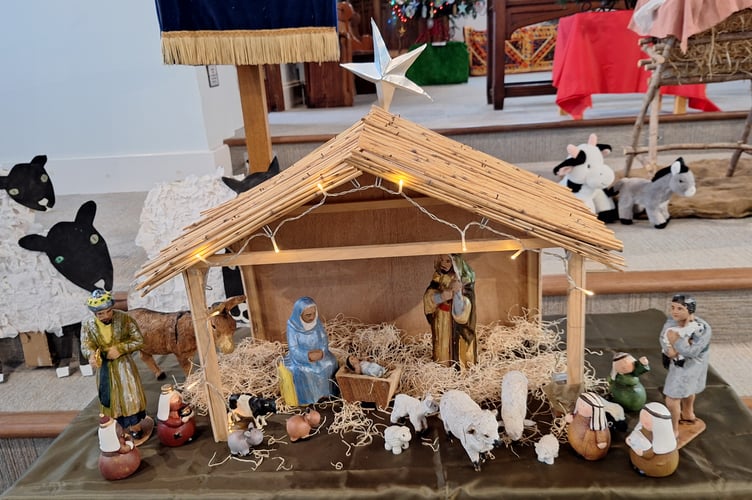 The nativity scene at Crediton Methodist Church. 
