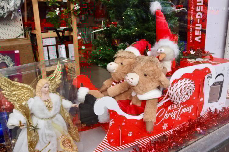 Part of Adams Home Hardware's Christmas window decorations