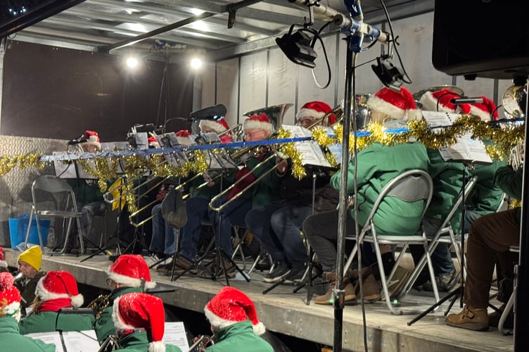 Crediton Town Band members playing at Carols in the Square.  AQ 1226
