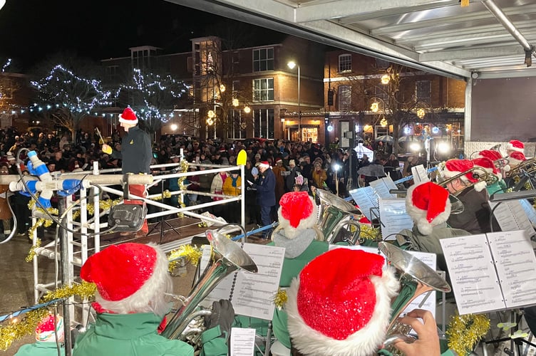 Looking out over the crowd on the Town Square as the band played