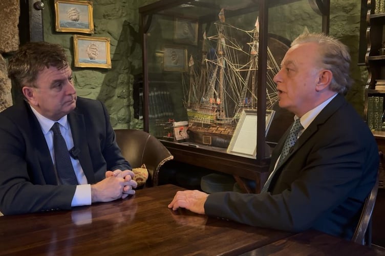 Mel Stride and Simon Powell at the Oxenham Arms, South Zeal.